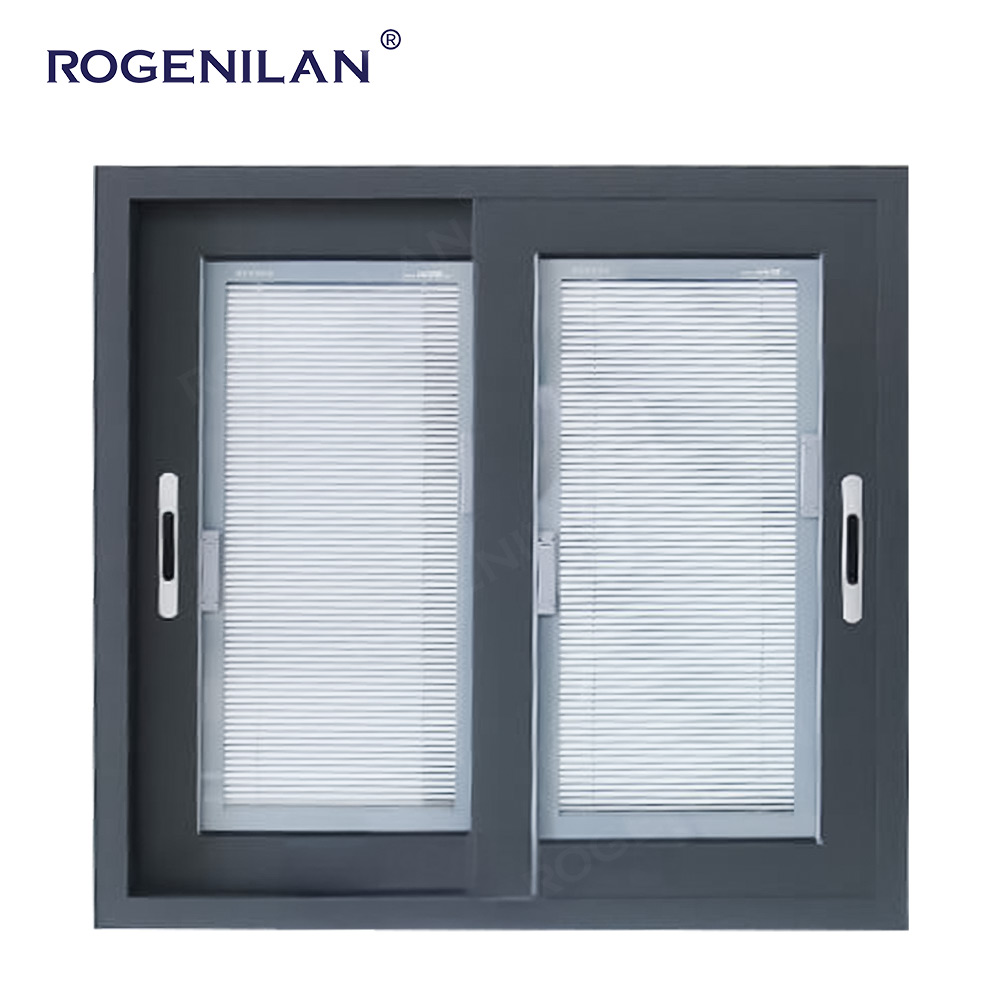 Rogenilan 2025 Trending Aluminum Glass Sliding Window with Shutters Philippines Security Vitre Slide windows