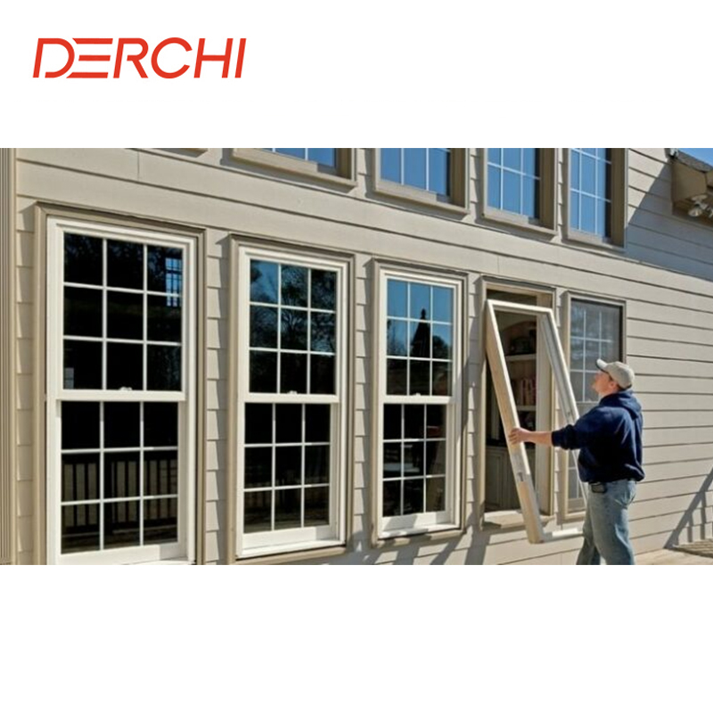 Top-quality Aluminum Double-hung windows with Thermal Insulation and a Sleek Thin Profile for New Construction
