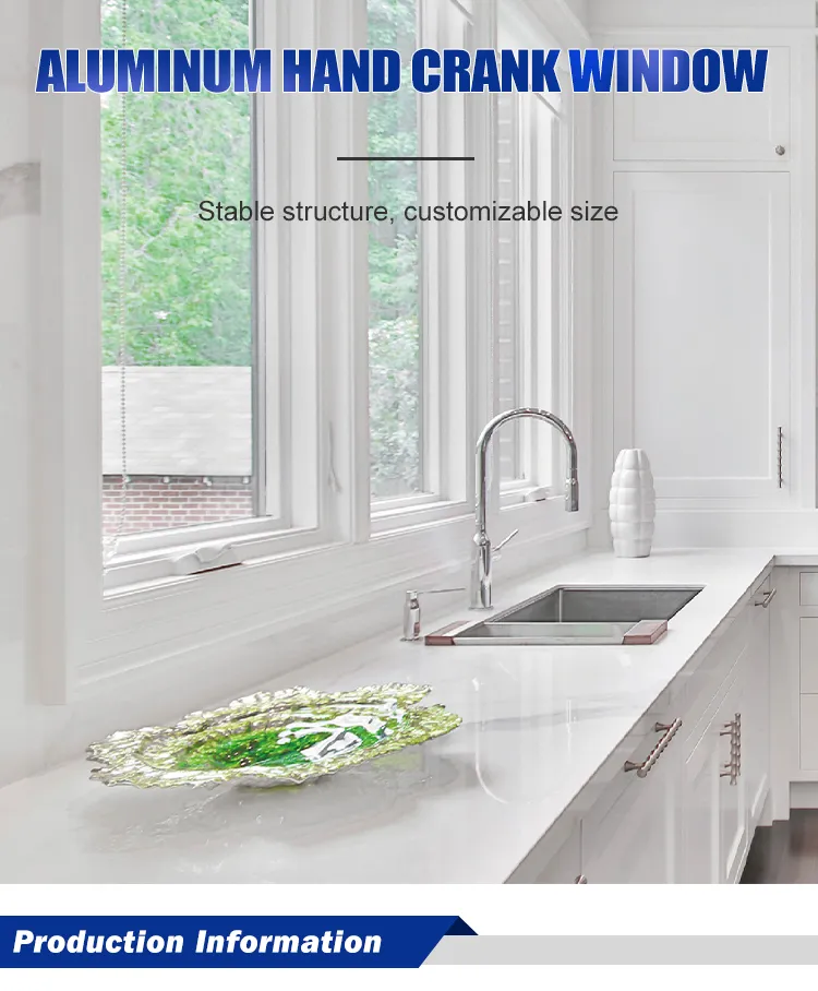 Customized Modern Design Thermally Broken Double Tempered Glass Aluminum Crank Awning Window