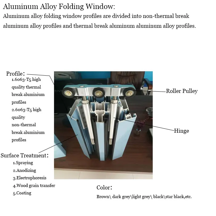 As2047 Cheap Aluminum Bifold Glass Windows Thermal Break Aluminum Folding Window