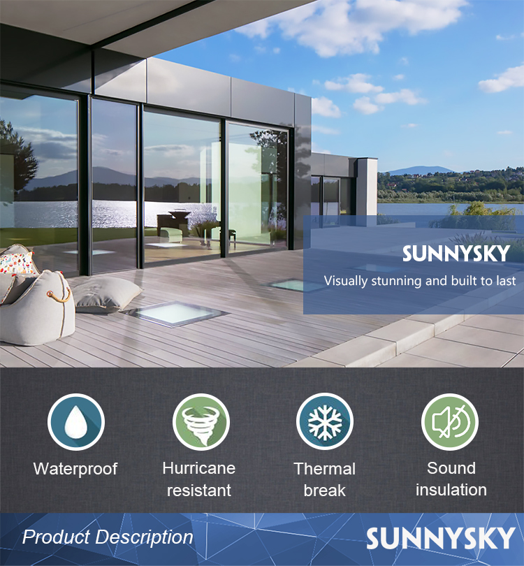 Sunnysky Customized Design Modern Aluminum Frame Fixed Window Floor to Ceiling Glass Windows for Villas
