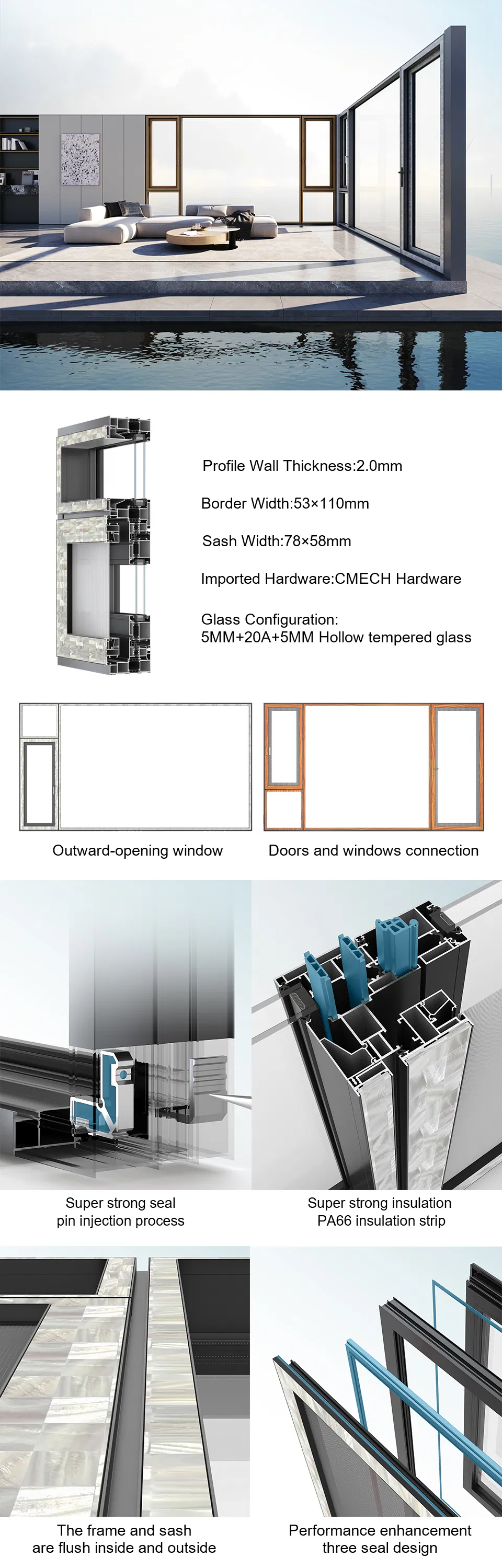Aluminum Tilt and Turn Window Glazing Options