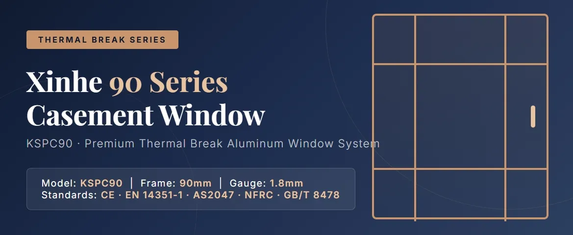 Premium Double Glazed Inward Tilt Turn Thermal Break Aluminum Casement Window