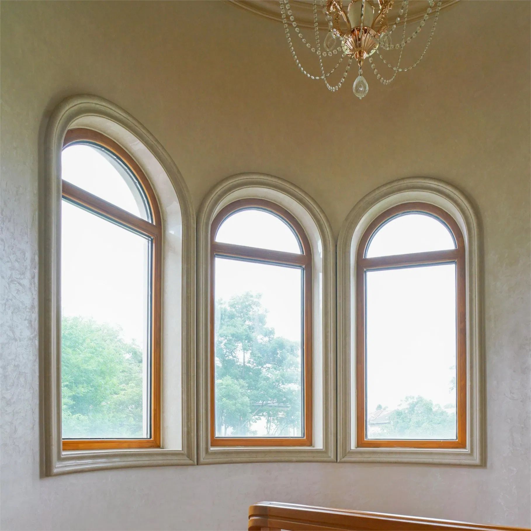 Customized Design Thermally Break Aluminium Aluminum Alloy Glass Window Heat Insulation Arch Fixed Window for Church French Style