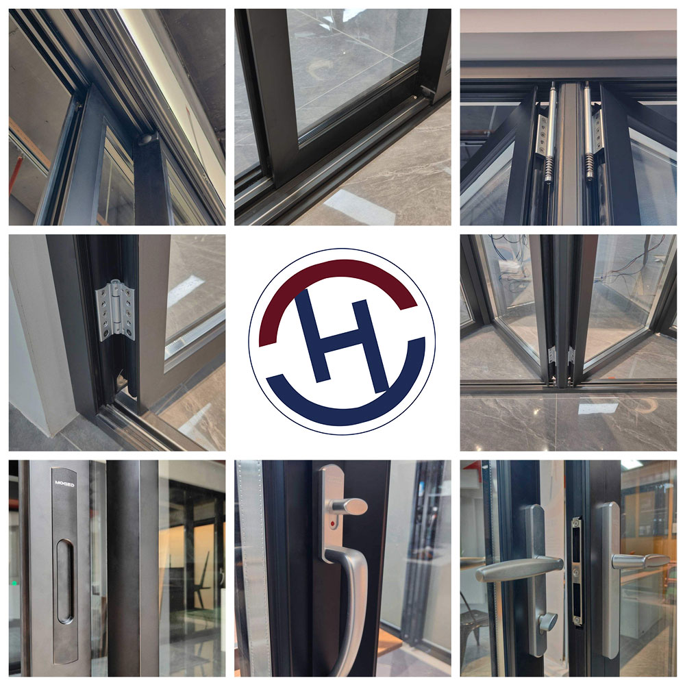 Factory Supply Soundproof Glass Bi-Fold Doors Double Glazed Aluminum Panoramic Patio Aluminium Glass Bi Fold Door For House