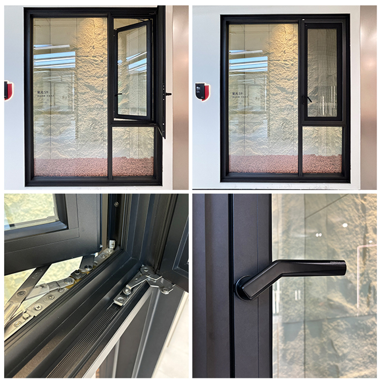 DERCHI NFRC AS2047 Waterproof Customizable Horizontal Outward Open Casement Aluminum Windows with Automatic Smart Louver