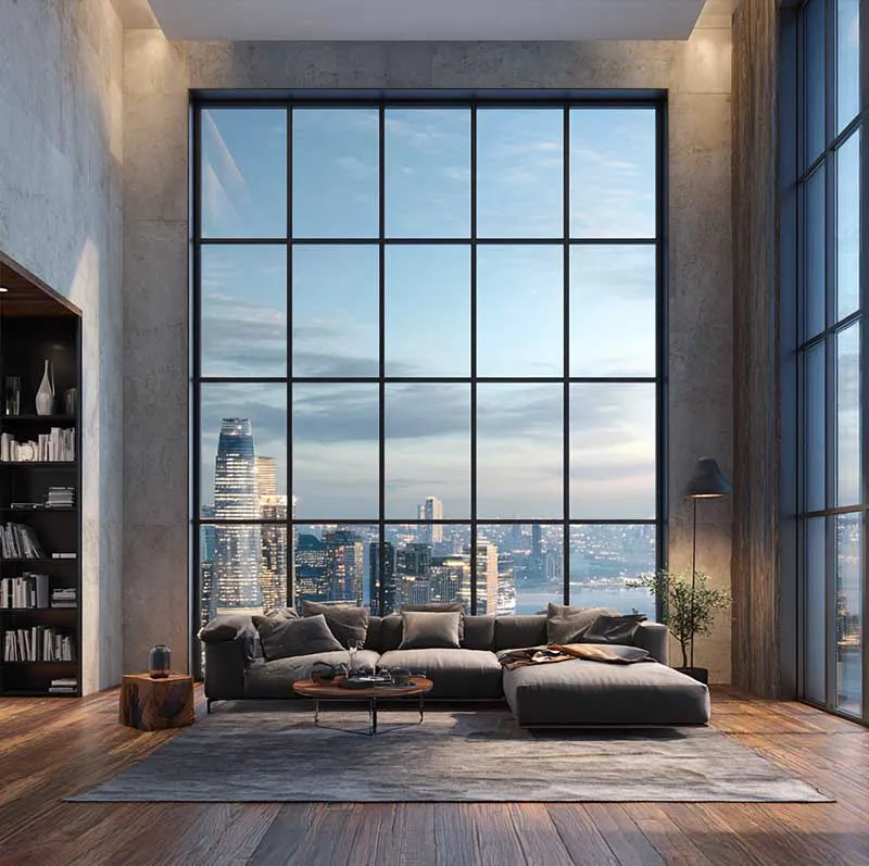 Customized Large Picture Insulated Glass Big Fixed Aluminum Floor to Ceiling Windows Details