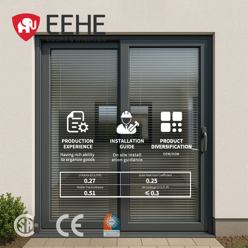 Eehe Modern Sliding Folding Aluminum Doors Double Glazed Tempered Glass Energy Efficient For Hospital Use