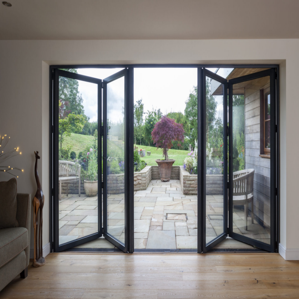 Customizable Durable Factory Outlet Folding Modern Hurricane Proof Glass Aluminum Bi Fold Door For Villa And Commercial Building