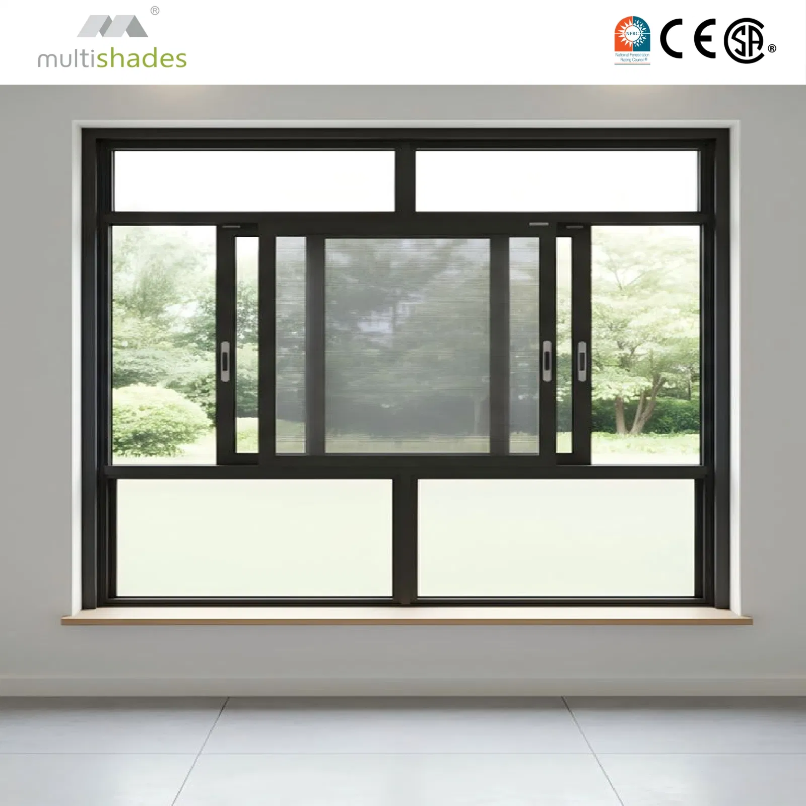 Multishades Drift Aluminum Window Double Glazed Sliding Horizontal Opening Sliding Metal Window for Wind Resistance with Top Brand Hardware