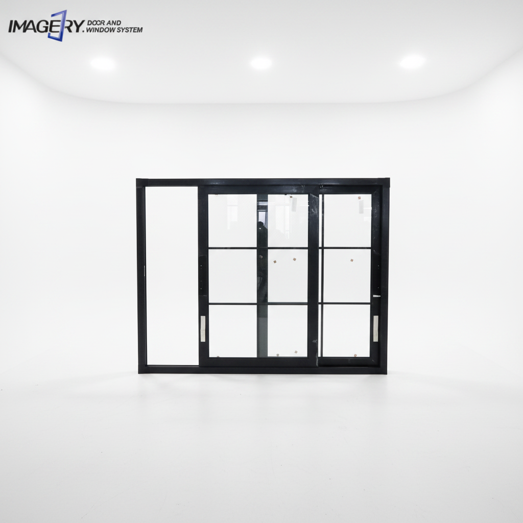 Customized Thermal Break Tempered Glass Aluminum Sliding Window with Grid Design for Residential Building