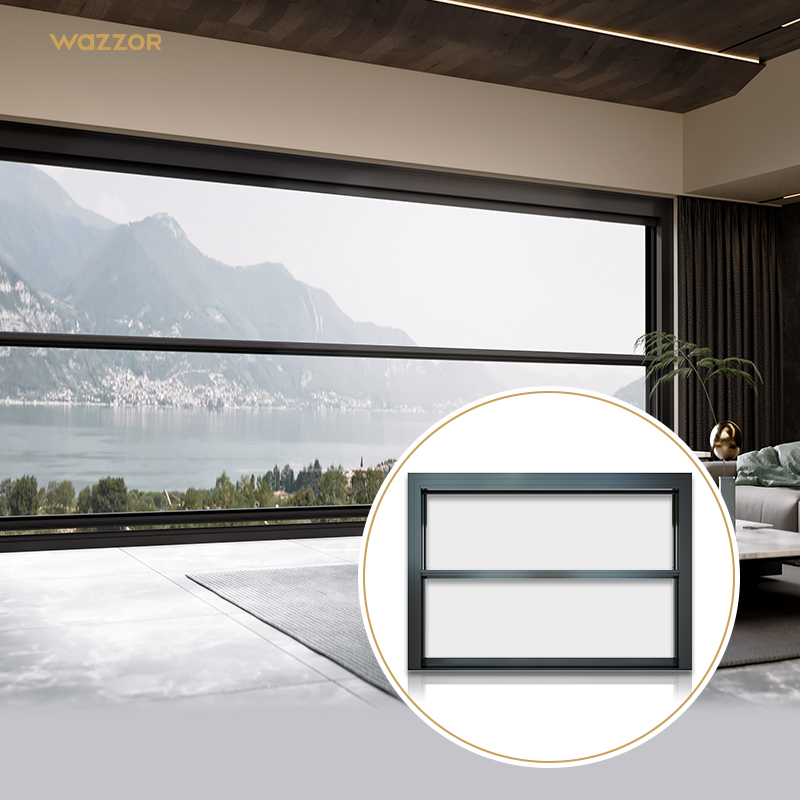 Wazzor AS2047 NFRC Modern Design Custom Vertical Automatic Sliding Windows Aluminum App Smart Electric Lift Up Window