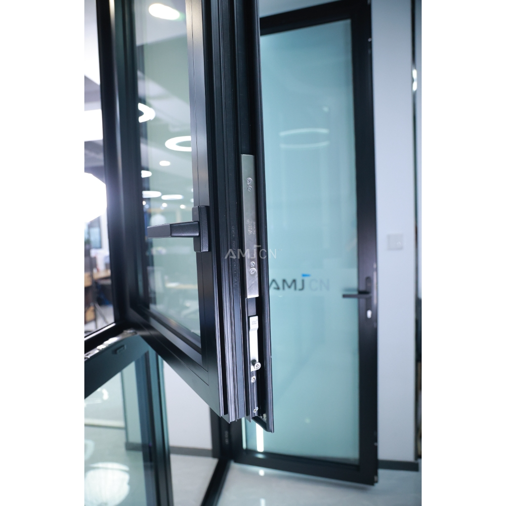 AMJ Soundproof Double Glazed Insulated Glass Casement Windows Design High Impact Energy Efficiency Aluminum Window