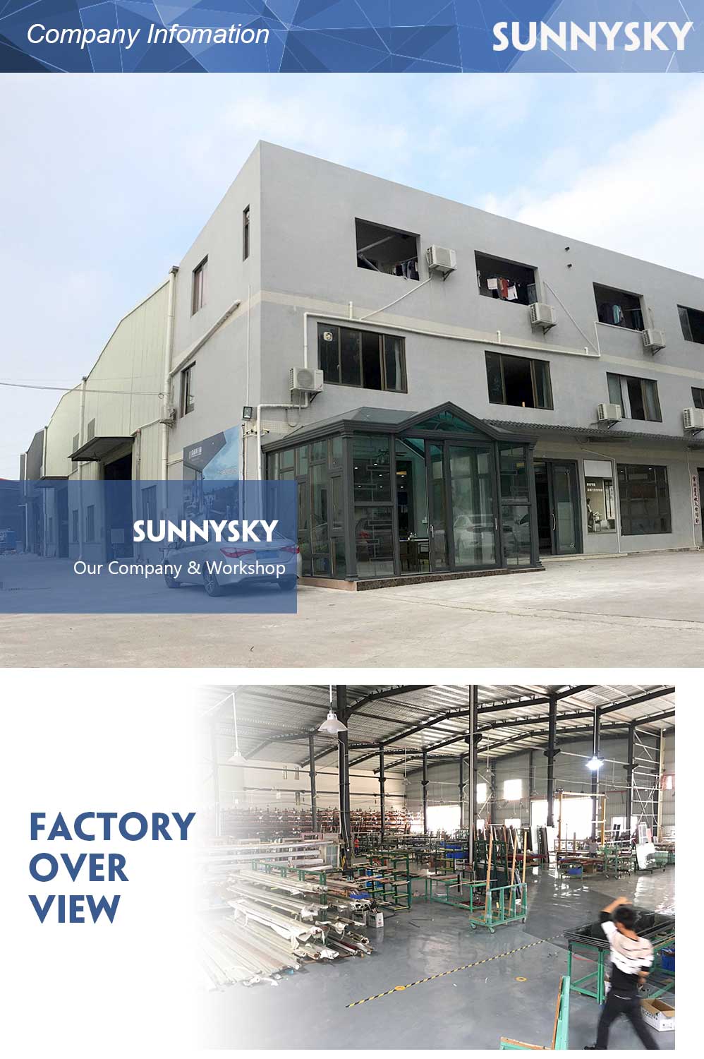 Sunnysky Customized Design Modern Aluminum Frame Fixed Window Floor to Ceiling Glass Windows for Villas