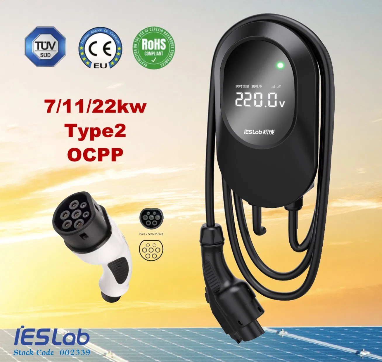 New Energy LED Screen Homeuse Commercial Rapid Fast High-Speed 7kw 11kw 22kw AC EV Electric Vehicle Car Charging Station Infrastructure AC EV Charging Station