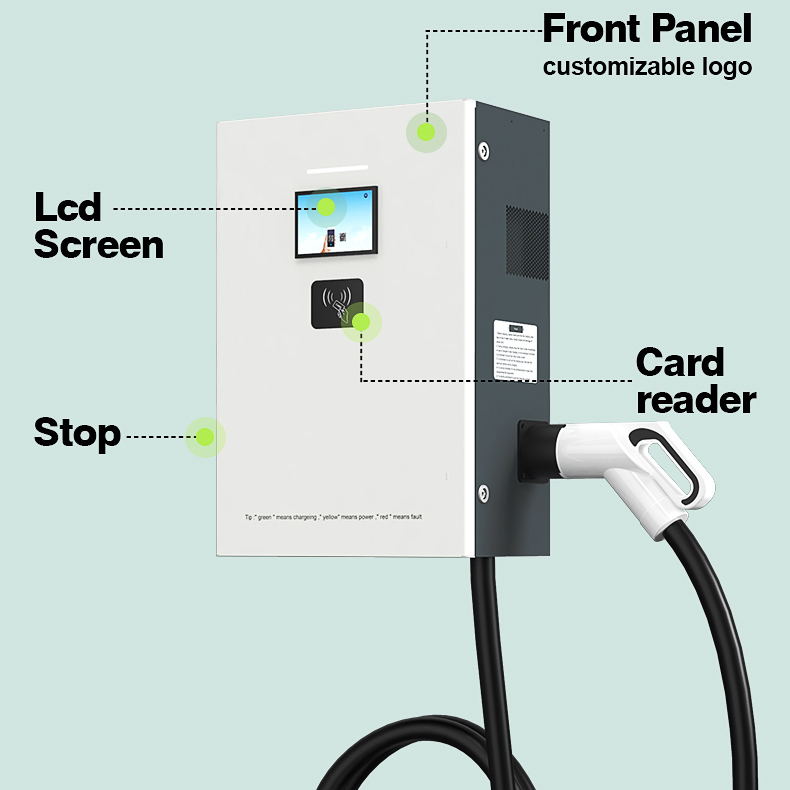 Wall Mounted DC Fast EV Charger Infrastructure 30kw 40kw Workplace Public CCS Charger Level 2 Car Charging Station Ocpp 4G WiFi