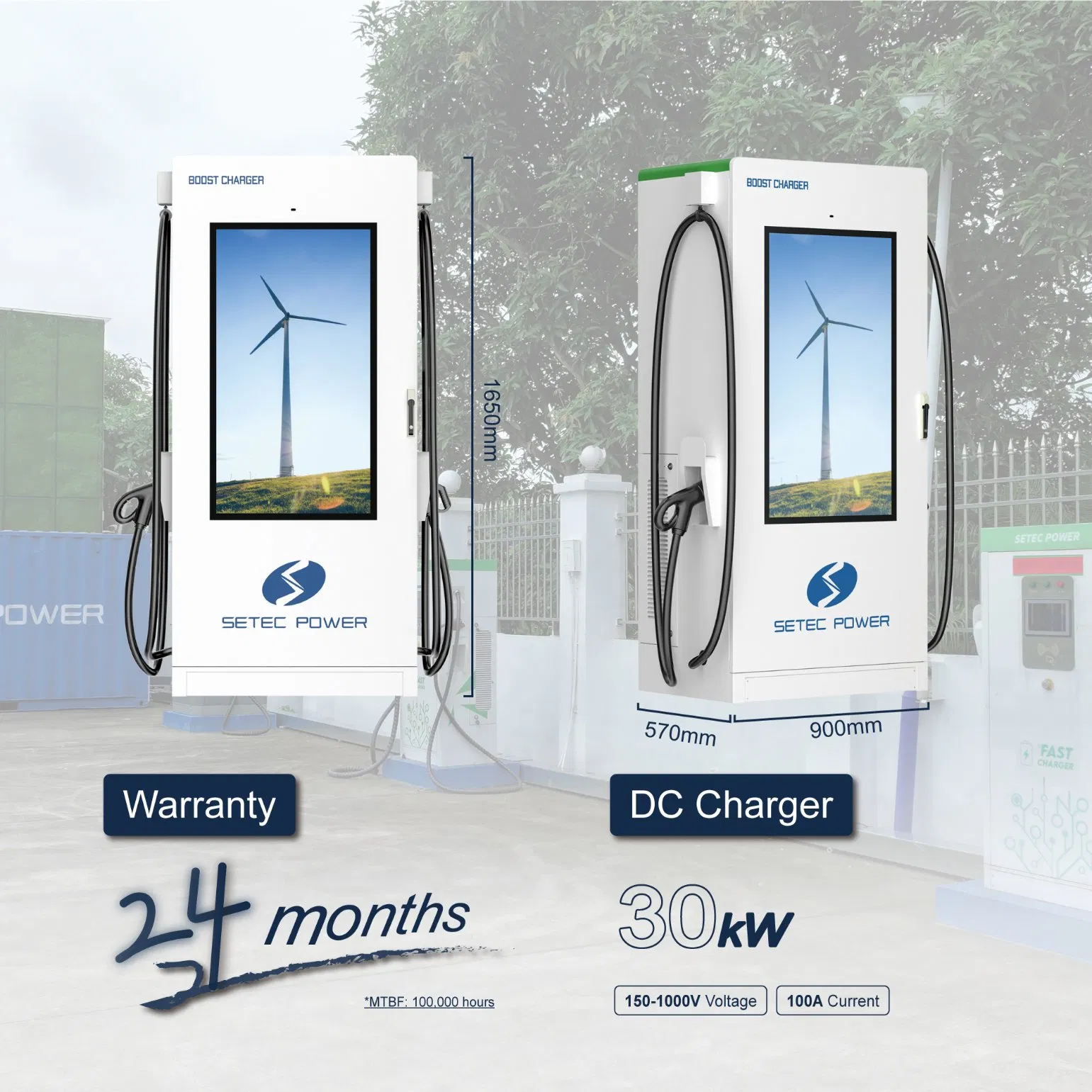 SETEC POWER 30kW Customizable Public Display DC Fast EV Car Charging Station for Electric Vehicle
