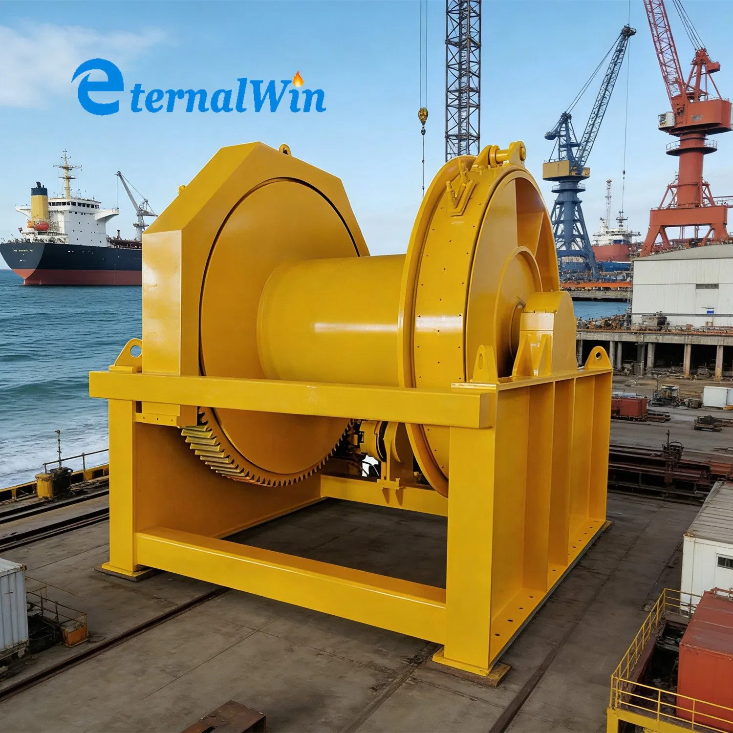 Ocean Shipyard Diesel Hydraulic Anchor Mooring Winches/ Ship Boat Deck Electric Slipway Marine Towing Winch for Vessel Barge