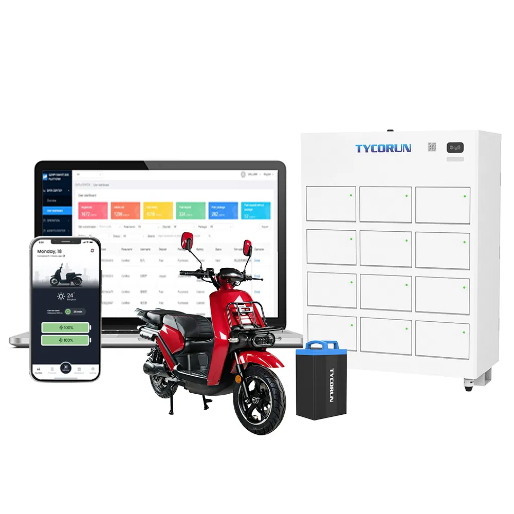Tycorun New Release Electric Motorcycle Battery Swap Cabinet and Application Software