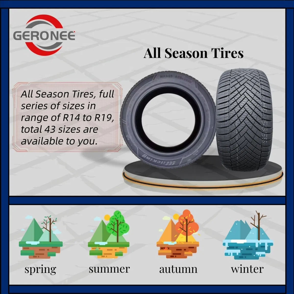 Mileking Haida Mk625 HD625 All Season Passenger Car Tires Full Series of Sizes 14'' 15'' 16'' 17'' 18'' 19'' Winter Snow EV Tyres in Wholesaler Bulk Prices