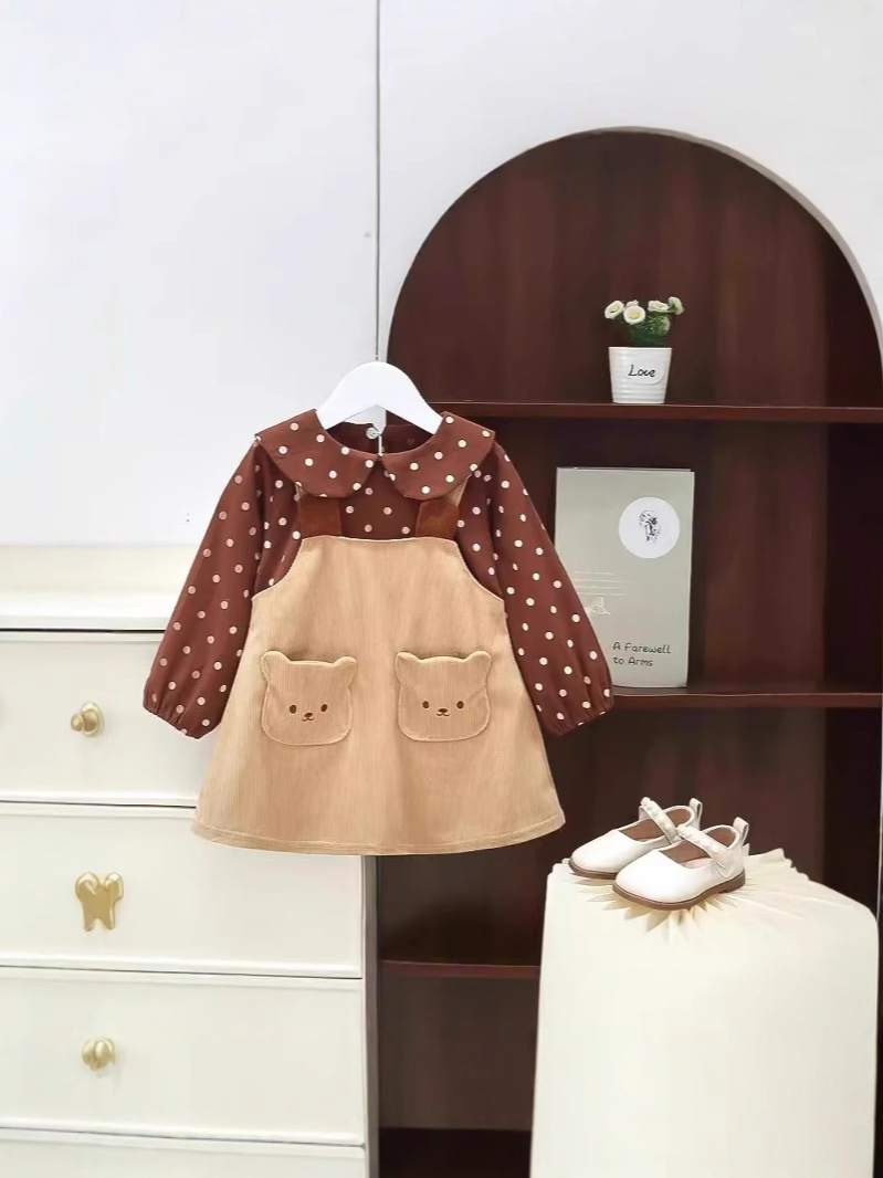 Stylish Polka DOT Girls' Jumpsuit with Bear Design