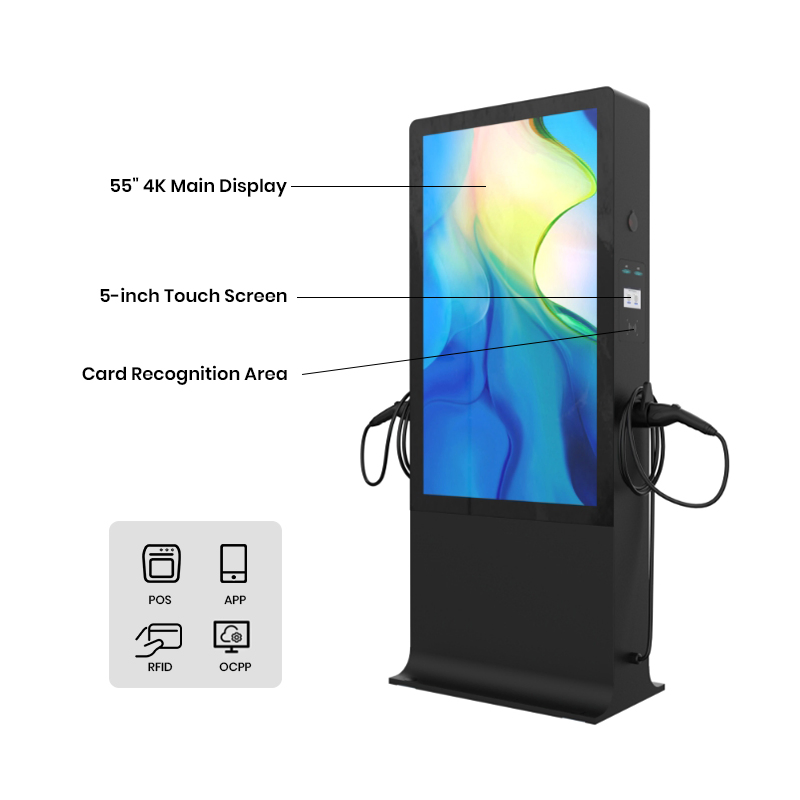 High Power Fast Public Charging Station Advertising Screen 42kw Type 2 EV AC Charger