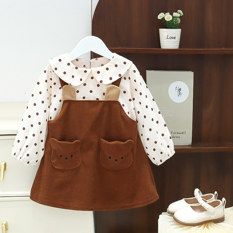 Stylish Polka DOT Girls' Jumpsuit with Bear Design