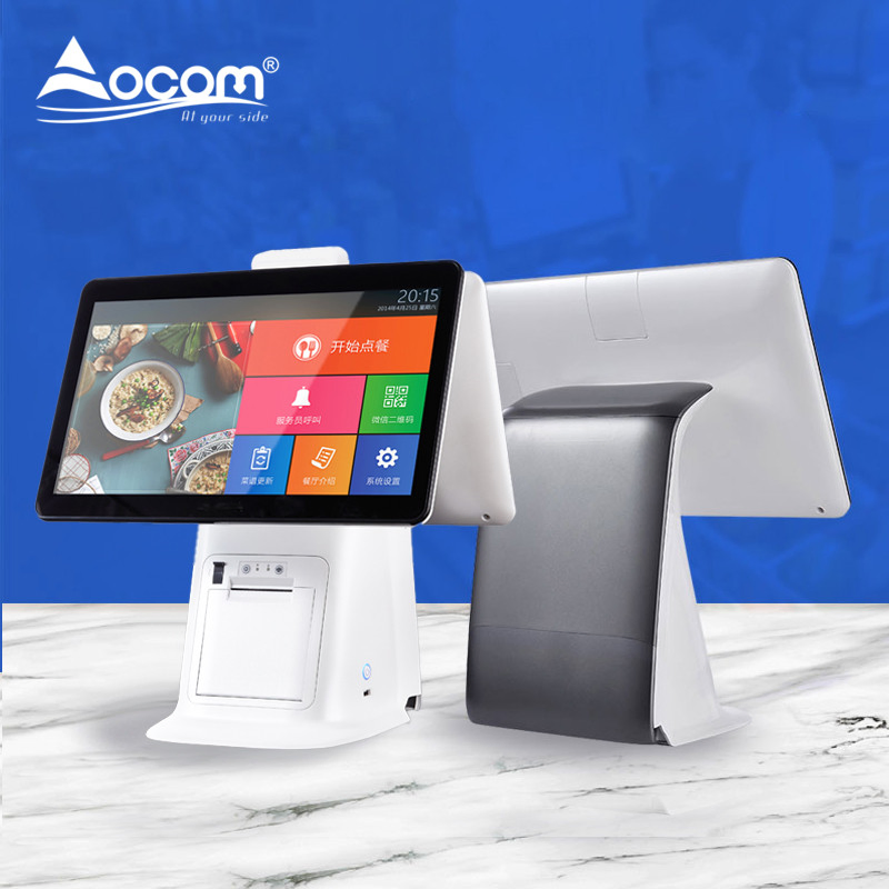 15 Inch All in One POS System Cash Register Android Windows Dual Screen Touch POS Terminal with Printer