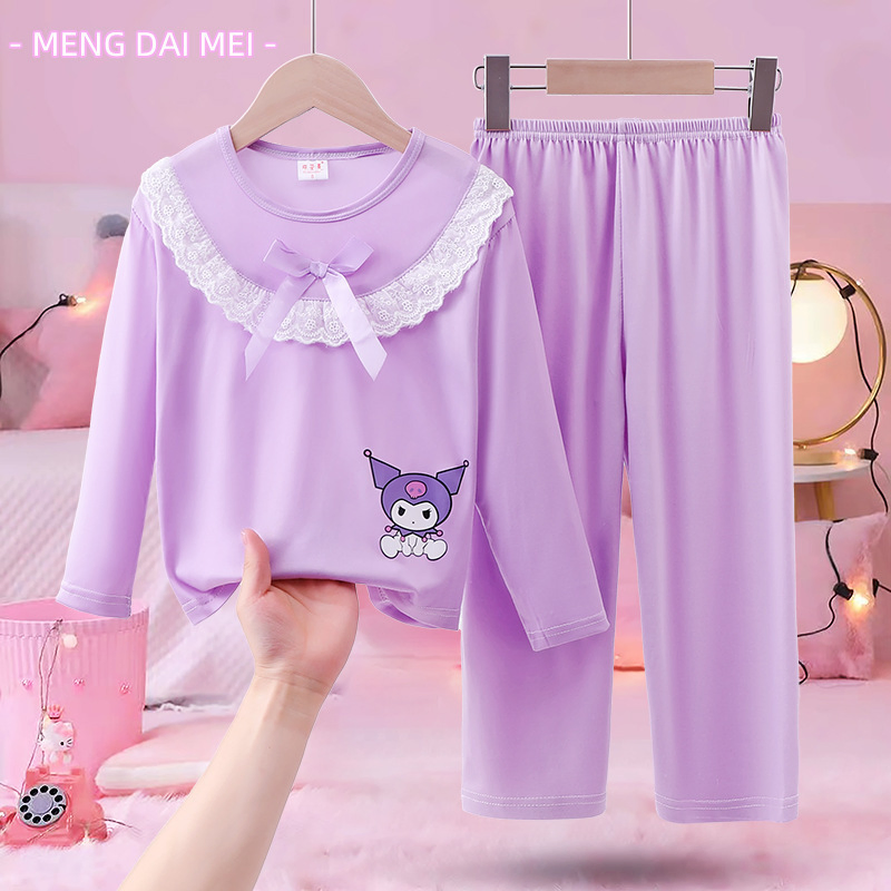 Children's Doll Collar Pajamas Girls' Spring and Autumn Long Sleeved Cute Cartoon Princess Home Clothes