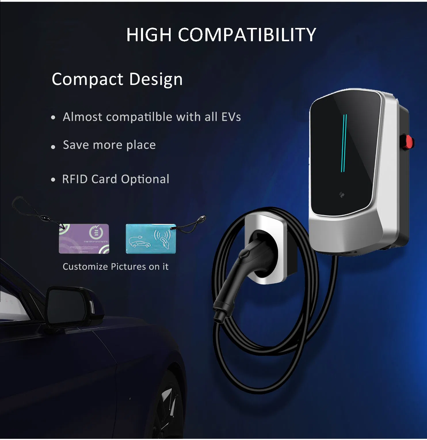 EU LED EV Car Conversion Charger Wallbox Acfast Car Charging Station