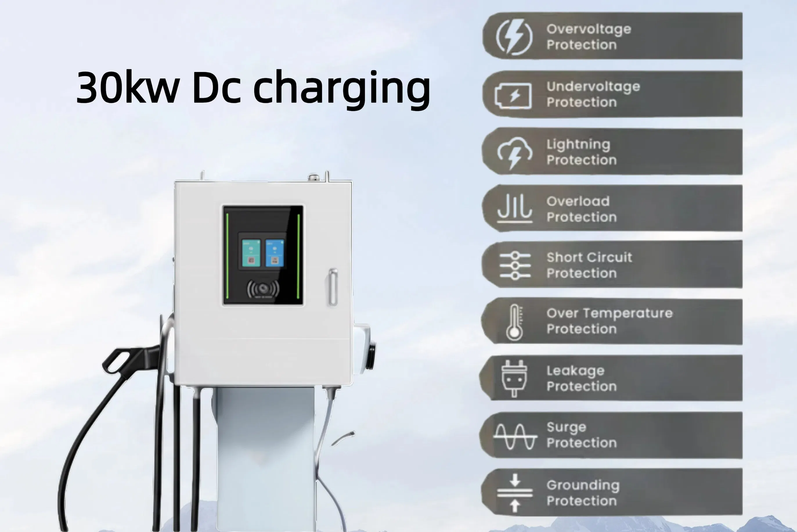 Guhe Customized IP54 Waterproof Energy-Efficient Wall Mounted or Pedestal 30 Kw DC Electric Vehicle Car Charging Solutions Infrastructure Station Charger