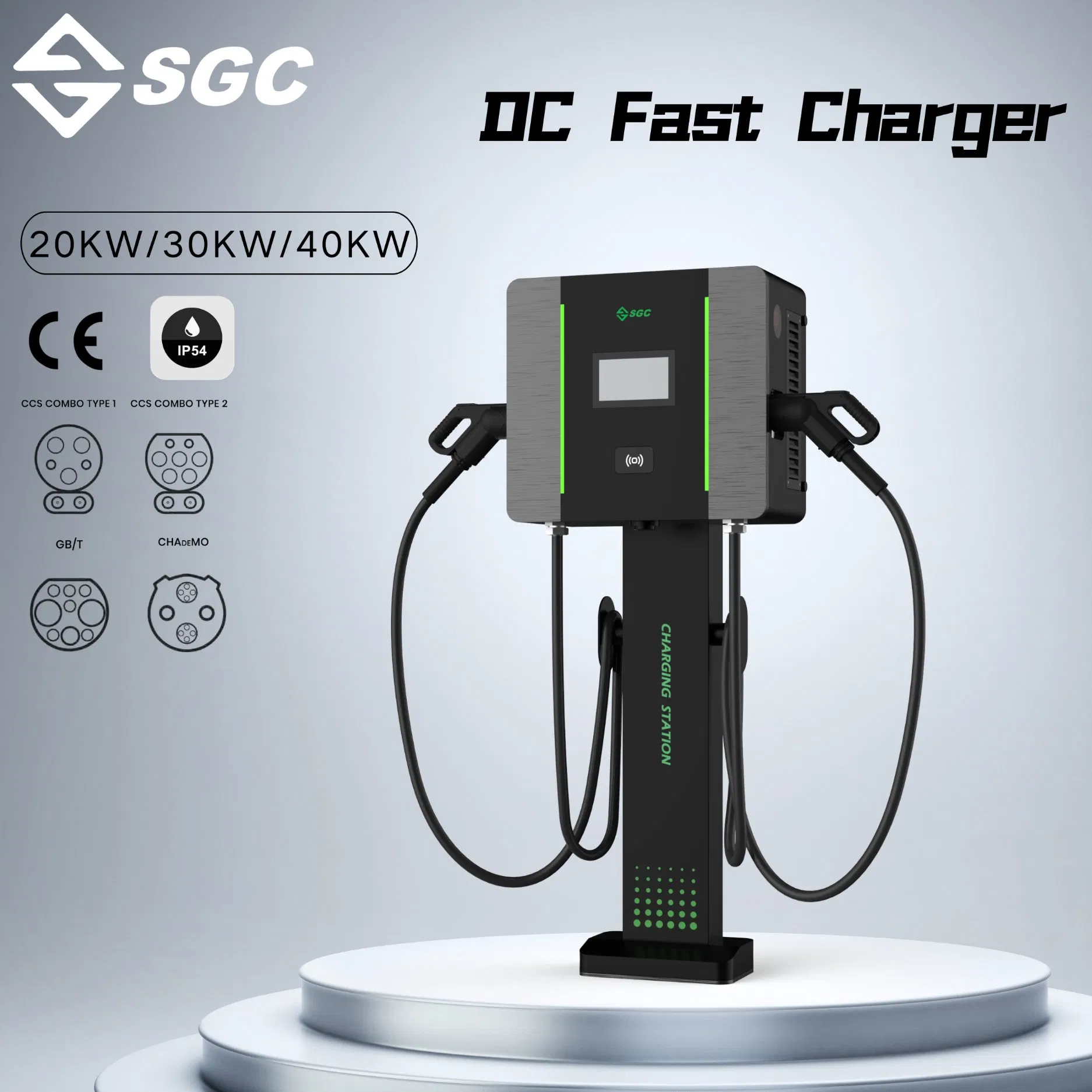 Compact Double-Guns 40kw DC EV Charger for Public and Fleet Use with CCS2 Gbt