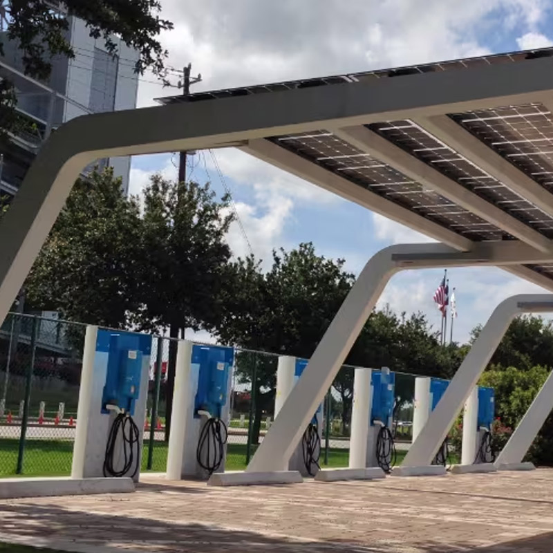 Safety Anti-Slip Surface Commercial Solar Parking EV Charging Carport Parking