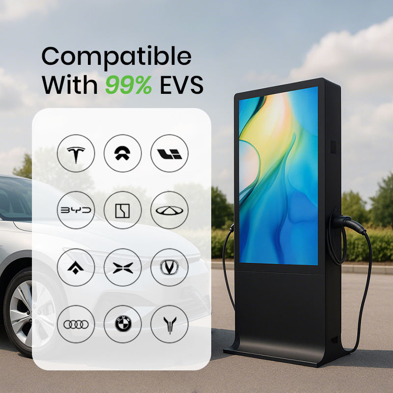 High Power Fast Public Charging Station Advertising Screen 42kw Type 2 EV AC Charger