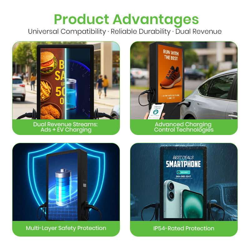 High Power Fast Public Charging Station Advertising Screen 42kw Type 2 EV AC Charger