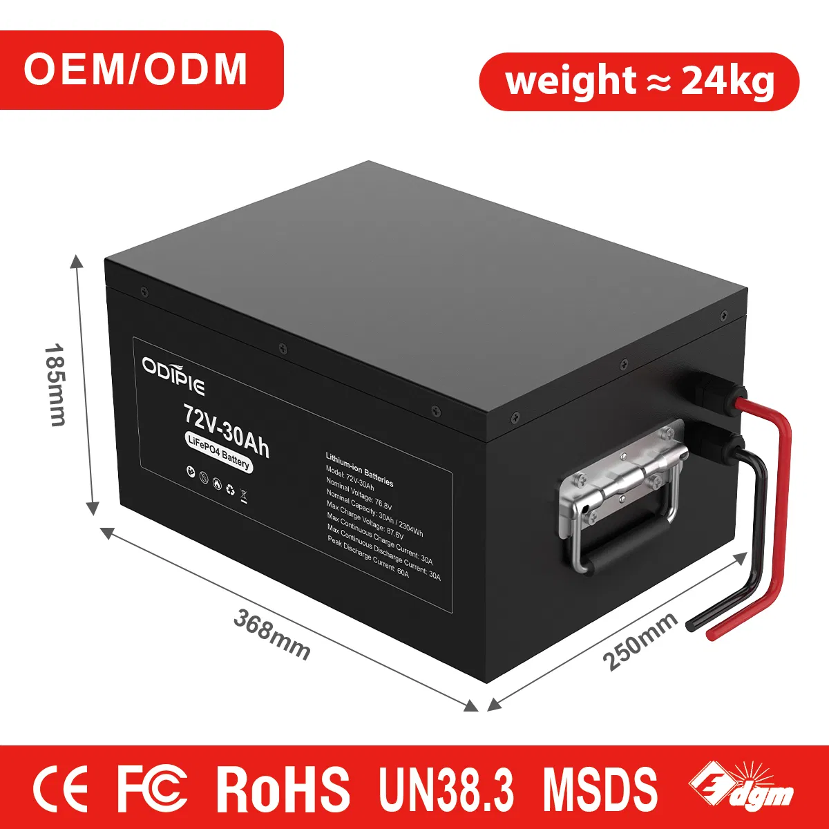 72V 30ah High Capacity Li-ion Battery Pack for E-Motorcycle, Electric Bike &amp; EV Conversion