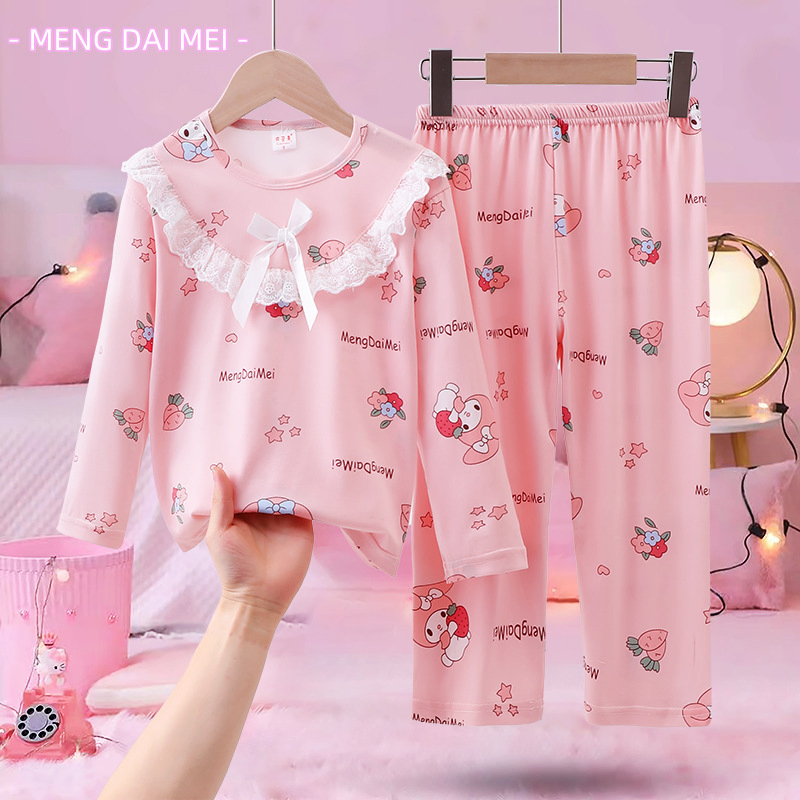 Children's Doll Collar Pajamas Girls' Spring and Autumn Long Sleeved Cute Cartoon Princess Home Clothes