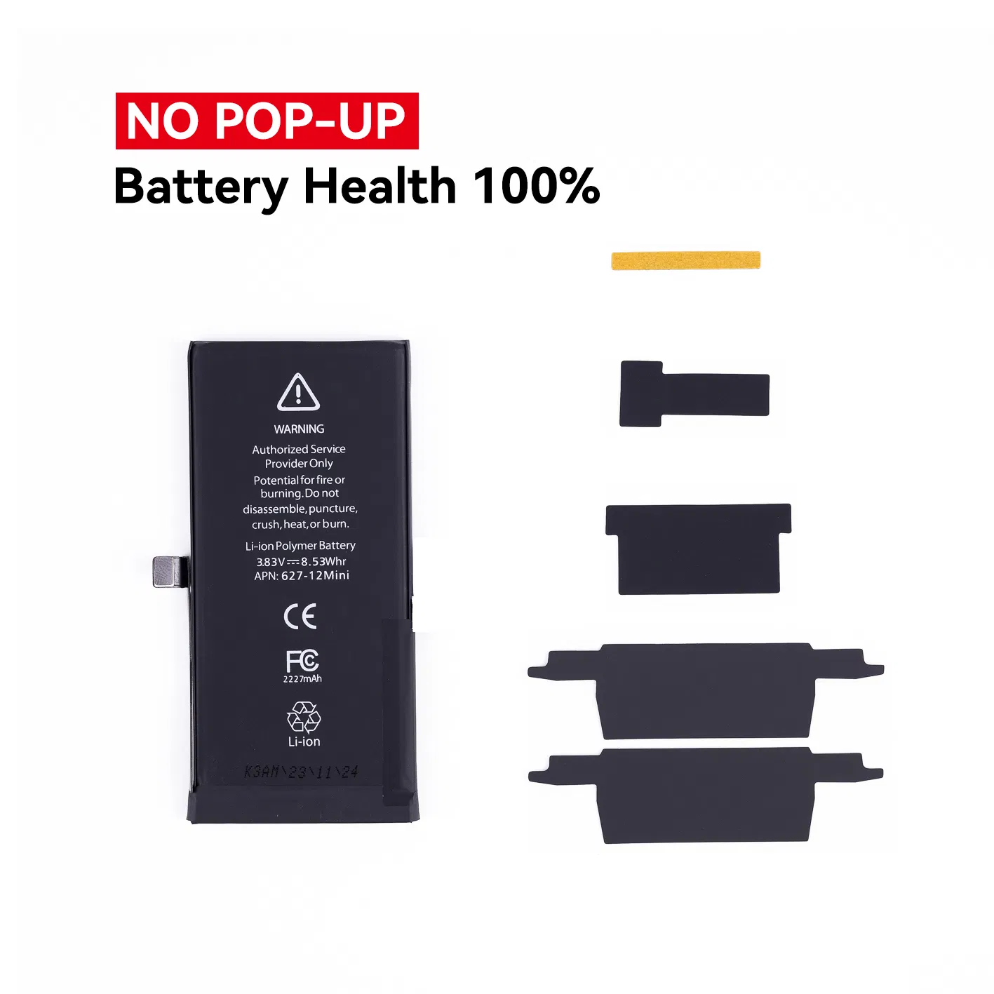 High Capacity Diagnosable Battery OEM New 0 Cycle No Pop-up Battery Health 100% Rechargeable Battery for iPhone 16/15/14/13/12