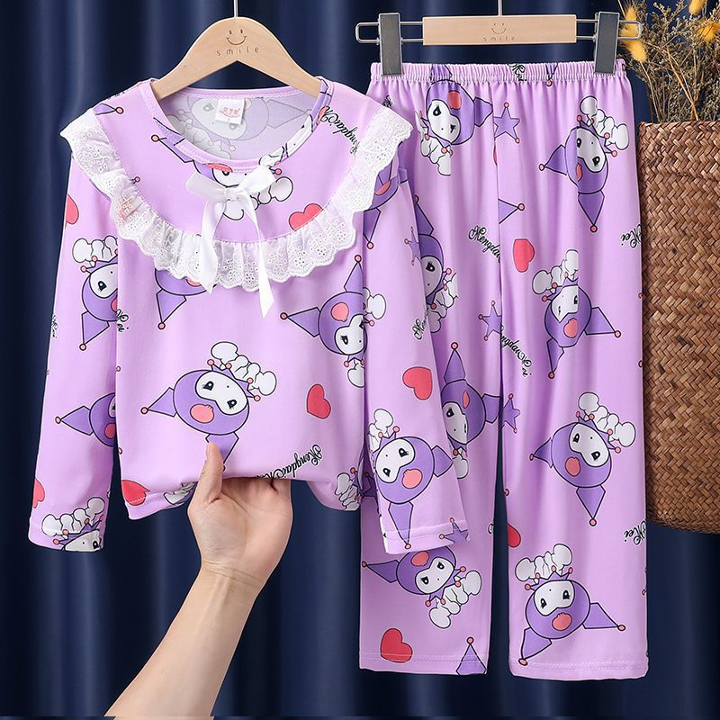 Children's Doll Collar Pajamas Girls' Spring and Autumn Long Sleeved Cute Cartoon Princess Home Clothes