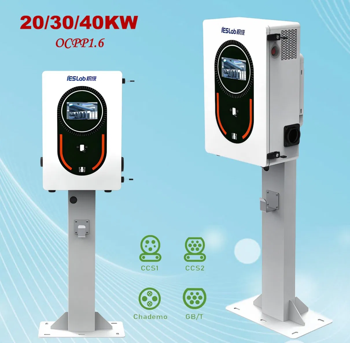 EV Charge Infrastructure Wall Pole Mounted CCS2 Gbt Ocpp Commercial Home Use 20kw 30kw 40kw Electric Vehicle Car Battery Fast DC EV Charger Charging Station