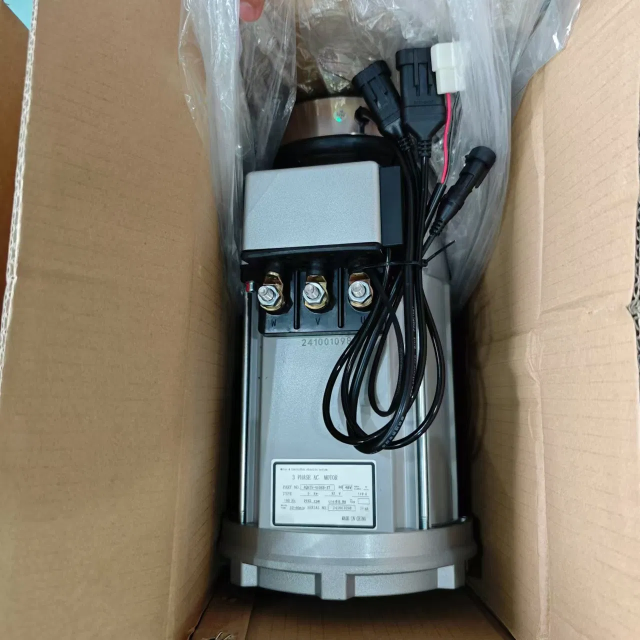 48V 5kw AC Motor with Brake Aqht5-4104b-X Electric Lvtong Golf Cart Parts 5kw Electric Motor for EV Car Conversion Kit