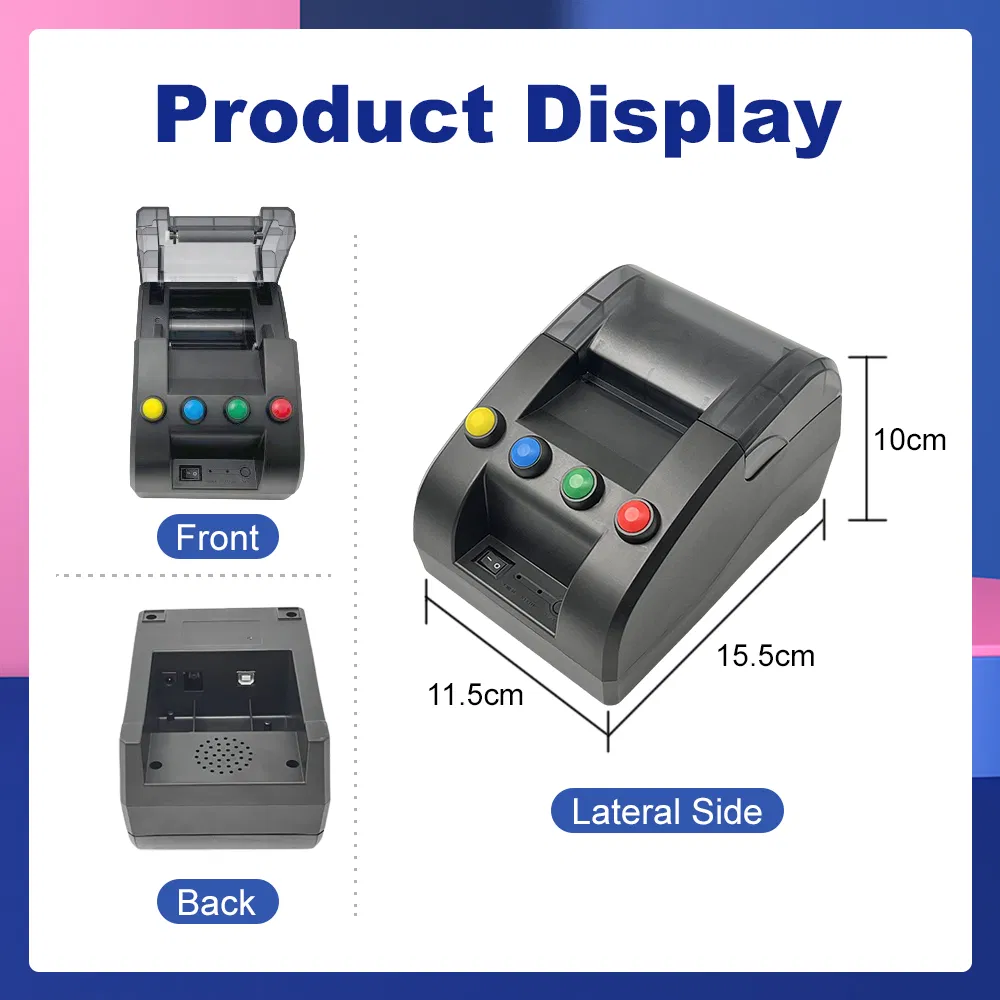 58mm Receipt Ticket Thermal Printer Show Waiting Number 4 Counter for Queue Management System