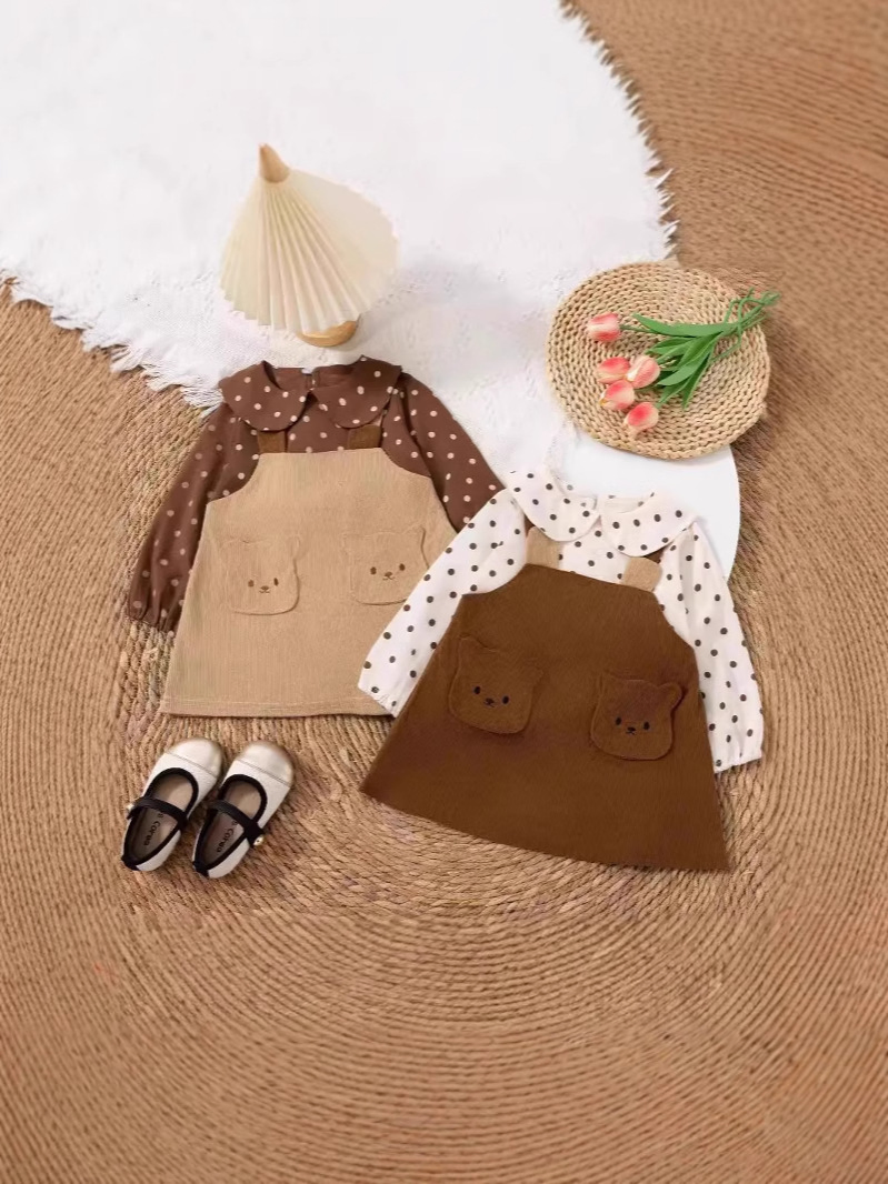 Stylish Polka DOT Girls' Jumpsuit with Bear Design