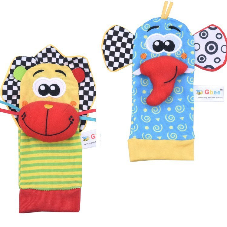 2025 Lion Design Baby Plush Kids Toy Wrist Rattle, Cartoon Toldder Socks Set, Infant Educational Toys