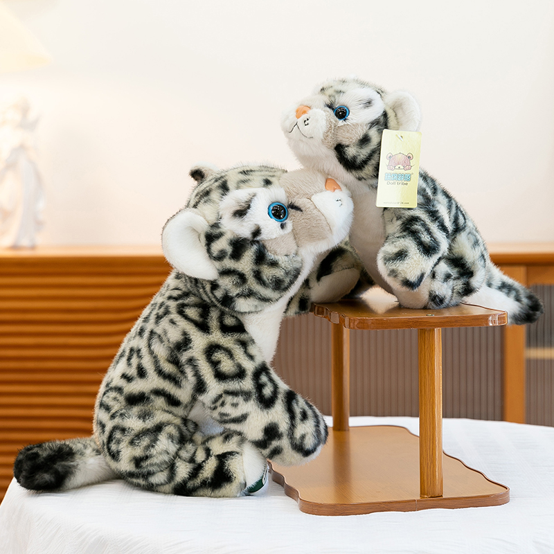 New Plush Simulation Party Style Small Snow Leopard Zoo Animal Toy Bed Decoration Custom Logo ODM OEM Holiday Gift
