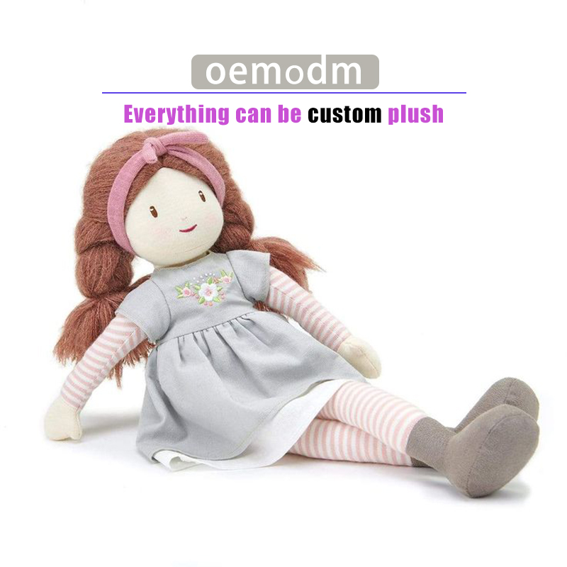 Customised Plush Toy Manufacturer Rag Doll Kawaii Custom Cute Plush Stuffed Princess Doll for Girl
