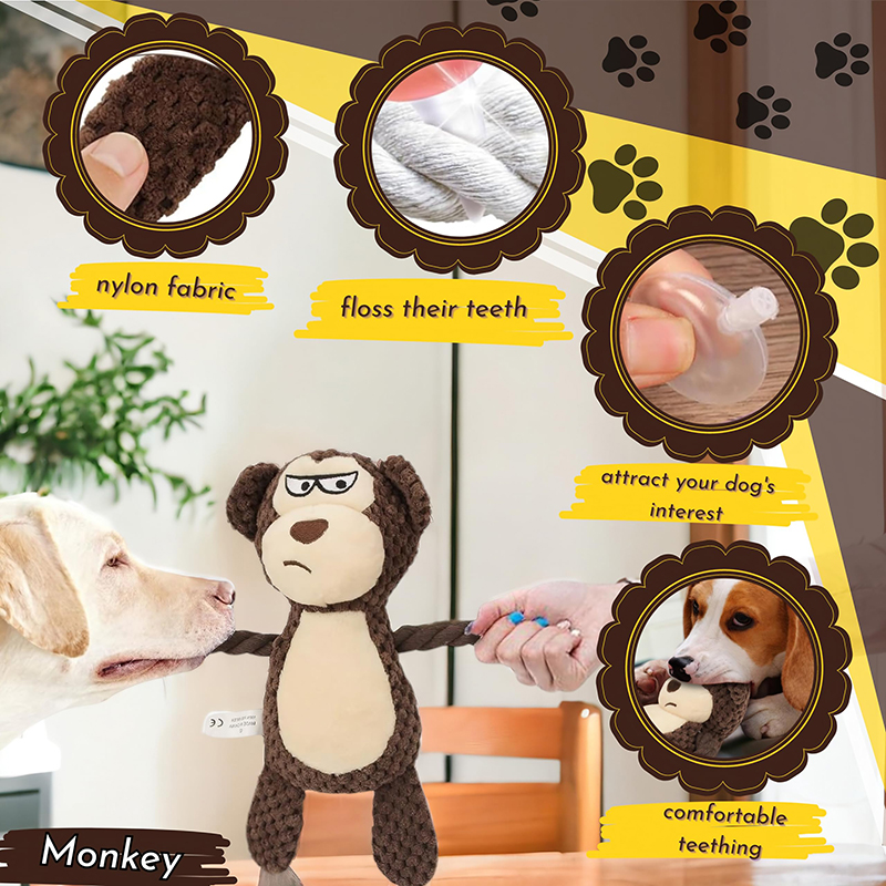Cartoon Style Multi-Design Plush Dog Chew Toy Double-Layered Fabric Sound-Producing Squeaky Chicken Flavor Medium Size