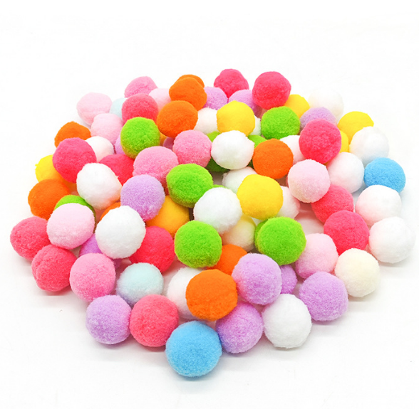 Cartoon Style Stocked High Elastic Polyester Plush Ball Colorful Handmade Soft Interactive Cat Toy Indoor Pet Playing