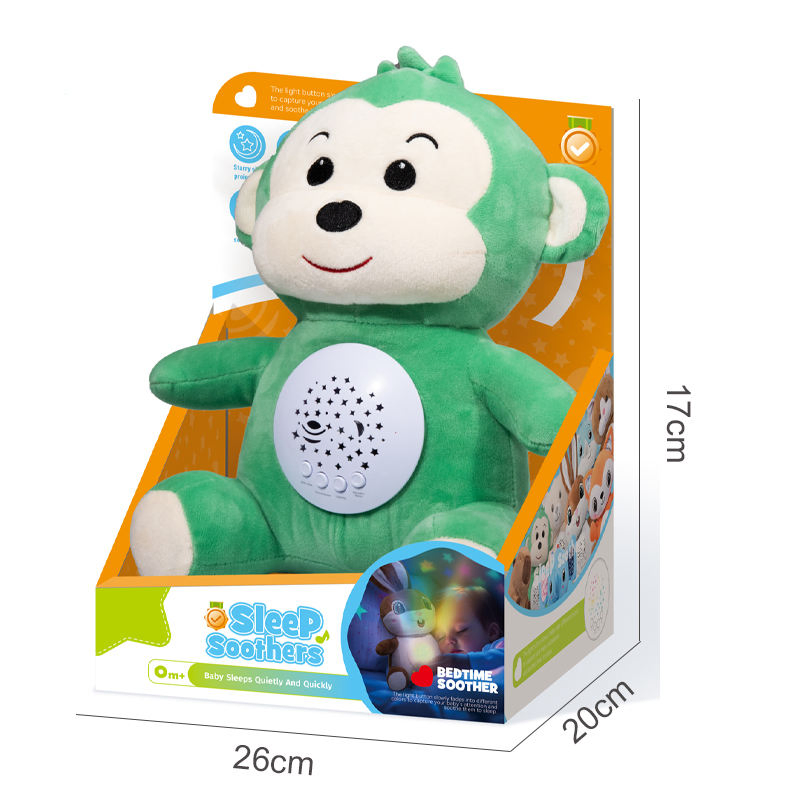 QS New Desiqn Kids Educational Sleep Stuffed Toys Cartoon Colorful Electric Soft Plush Animal Doll Set Toys with Music Light