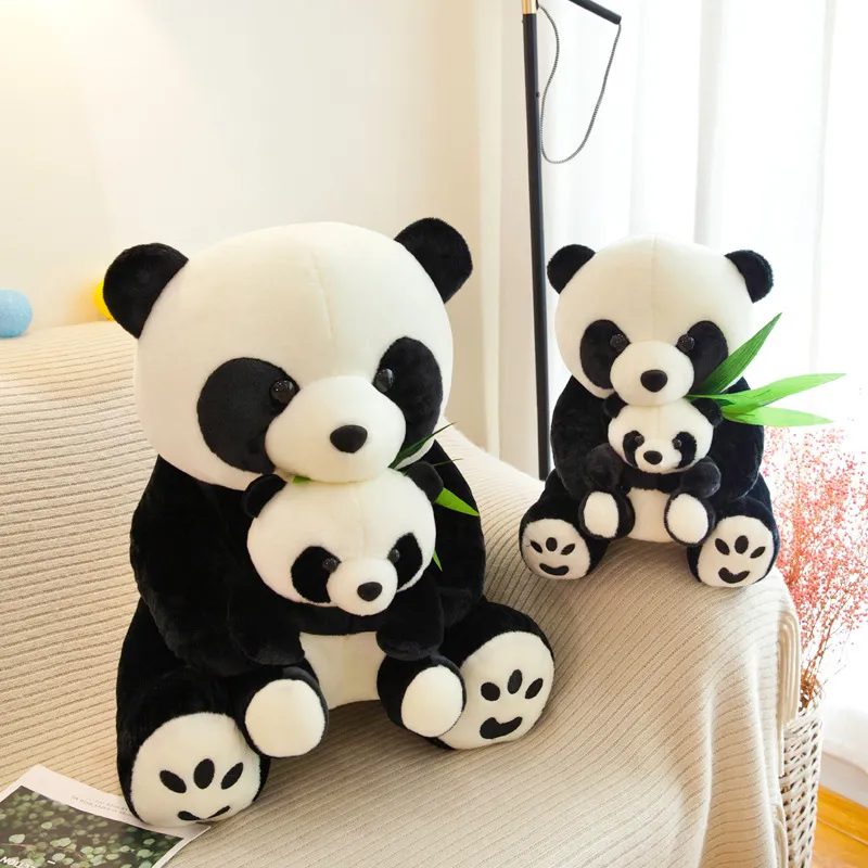 Giant Panda Doll Simulation Mother and Child Panda Plush Toy Doll Logo Custom